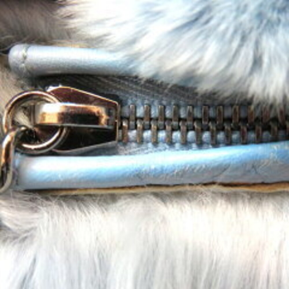 Chanel Chain Shoulder Handbag Rabbit Fur Blue - Picture 5 of 6